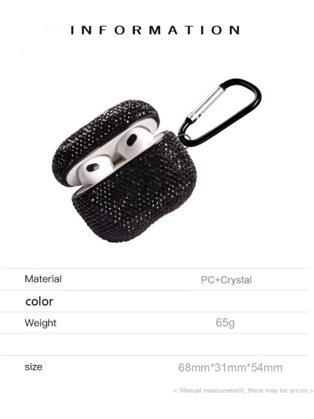 Sparkly Rhinestone AirPods 3 Case with Keychain - Shockproof Bling Cover Skin